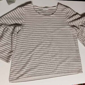 Calvin Klein Women's Polka Dot Textured Bell-Sleeve Top